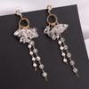 Неправильной формы серьги-подвески с кисточками из имитации жемчуга в виде кристальных цветов для женщин, геометрические серьги с подвесками, свадебные украшения