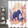 Слоник и слоненок Цветочное дерево Занавеска для душа, Декоративная занавеска для душа для ванной, Водонепроницаемая занавеска для душа с крючками