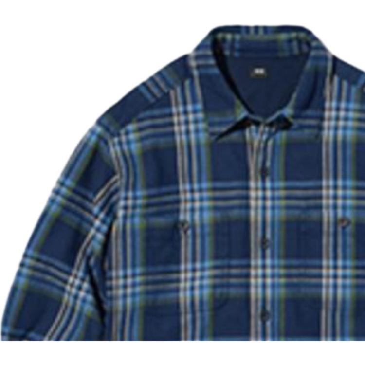 Uniqlo Клетчатая рубашка с длинным рукавом Унисекс рубашки Темно-синий 453053-68