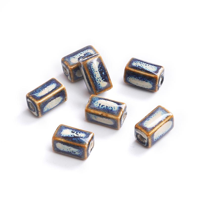 10 шт. 13x8 мм фарфоровые бусины с цветочной глазурью, прямоугольные кубовидные керамические бусины для изготовления ювелирных изделий, сделай сам, подвески, браслет, ожерелье, ремесла