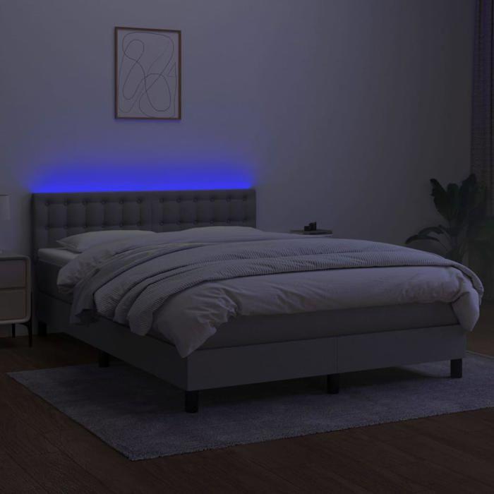Maison Exclusive - Sommier à lattes de lit et matelas et LED Gris clair 140x200 cm