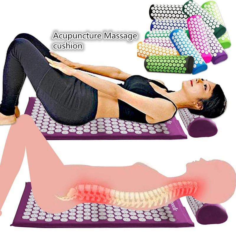 Set Pillow Mat Massage Neck Foot Yoga Needle Back Cushion Acupressure Health Foot Point Diagram Plastic Relax Stand Press