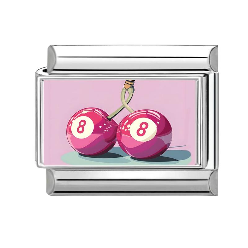 Colorful Block Landscape Red Pomegranate Apples Flower Italian Charm Links Fit 9MM Stainless Steel Bracelet DIY Making