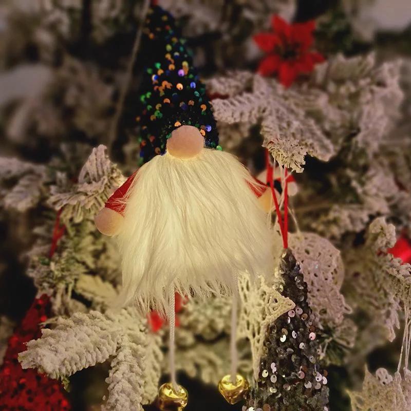 Украшение на елку Милый колокольчик Нога Кукла-подвеска без лица Кукла в шляпе с пайетками Светящаяся кукла-гном Рождественский подарок