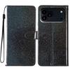 For iPhone 17 Pro Max Wallet Case Glitter Anti-Scratch Leather Stand Phone Cover with Strap
