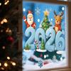 2026 Christmas Window Stickers Santa Claus Snowflake Reindeer Pattern Glass Xmas Decals Holiday Decor