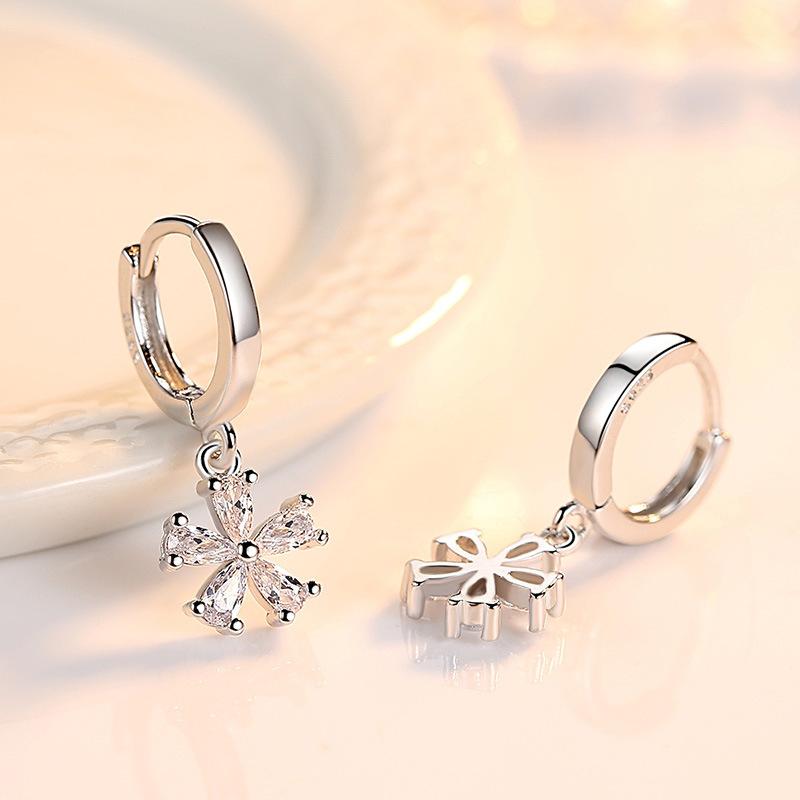 High Quality Earrings Elegant Silver Plated Earrings for Women Simple All-Match Ear Jewelry Sweet Pear Flower Earrings for Women