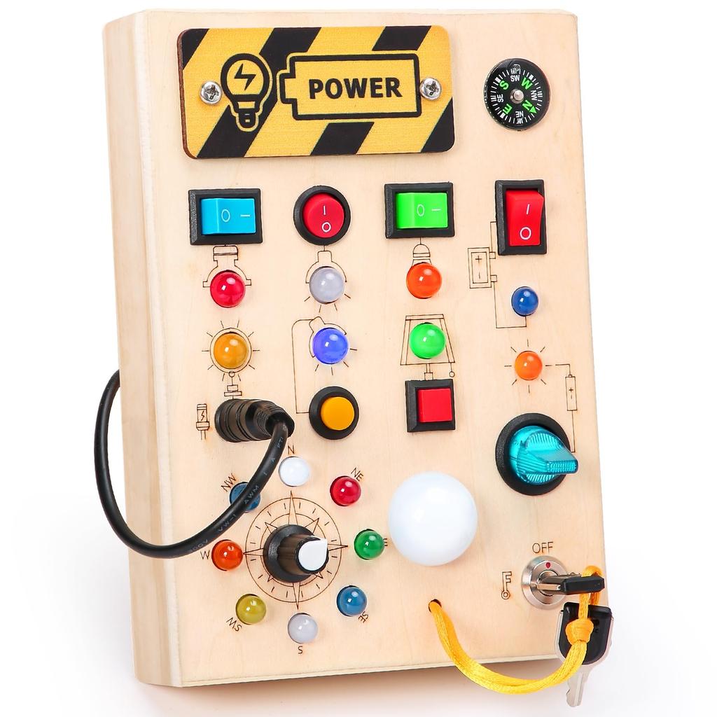 Bacolos Montessori Toy Busy Board Educational Toy 1 2 3 4 Years Old Boys Girls Birthday Present Toddler Educational Toy LED Toy Fingertip Education