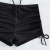 2Pcs/Set Women Summer Bikini Set Hollow Out Halter Bra High Waist Side Drawstring Swimming Trunks Set Bathing Suit Beachwear