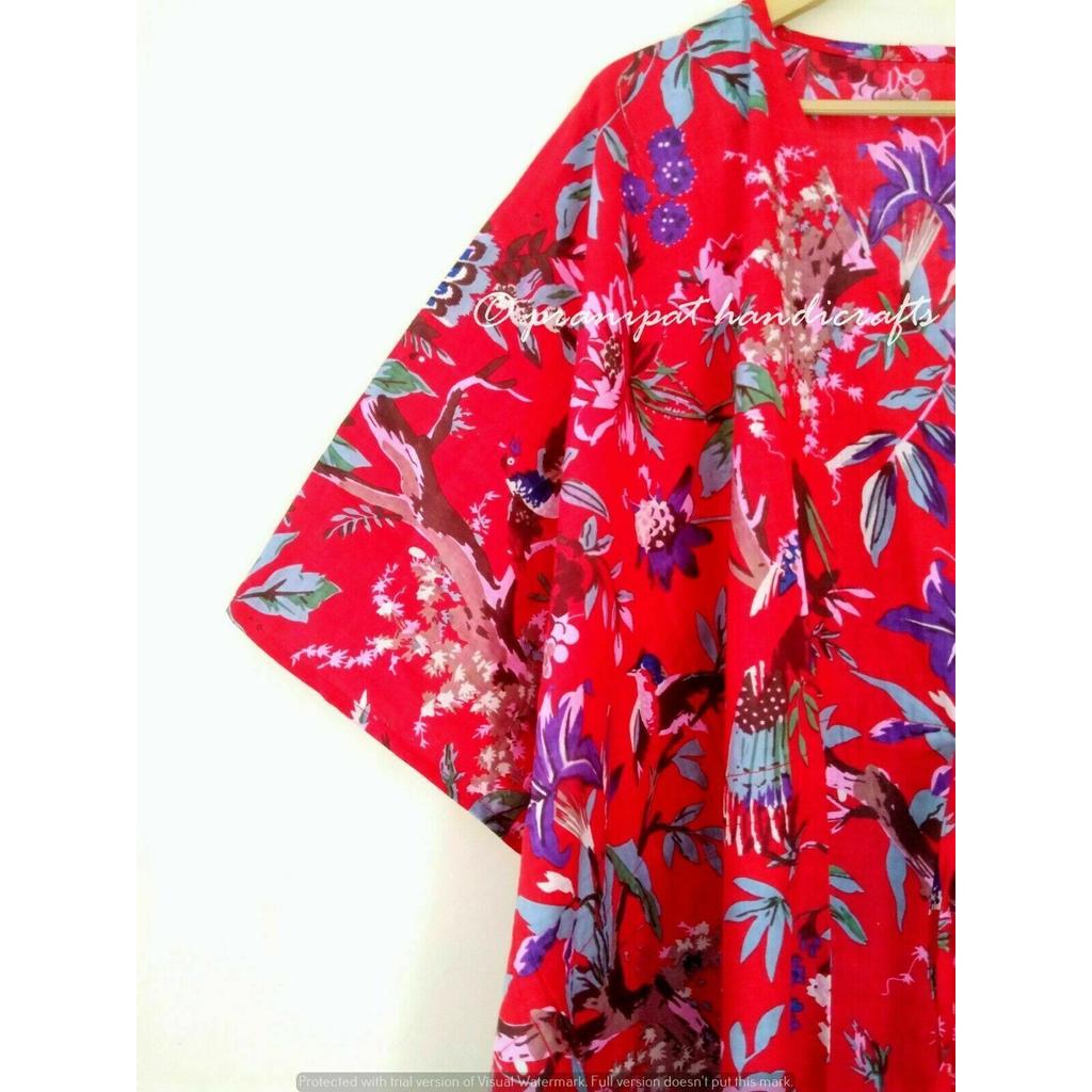 Индийское красное длинное хлопковое платье с принтом птиц в стиле хиппи макси женское ночное платье в стиле бохо CKFTN-SCRN-FULL-BUYIT-042