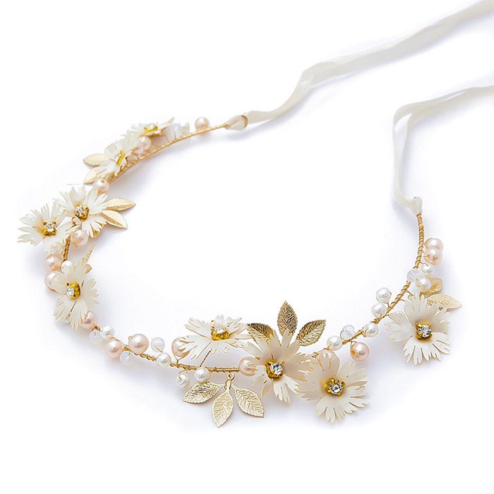 Свадебные ромашки, цветы, жемчуг, диадемы, повязки на голову, гирлянды
