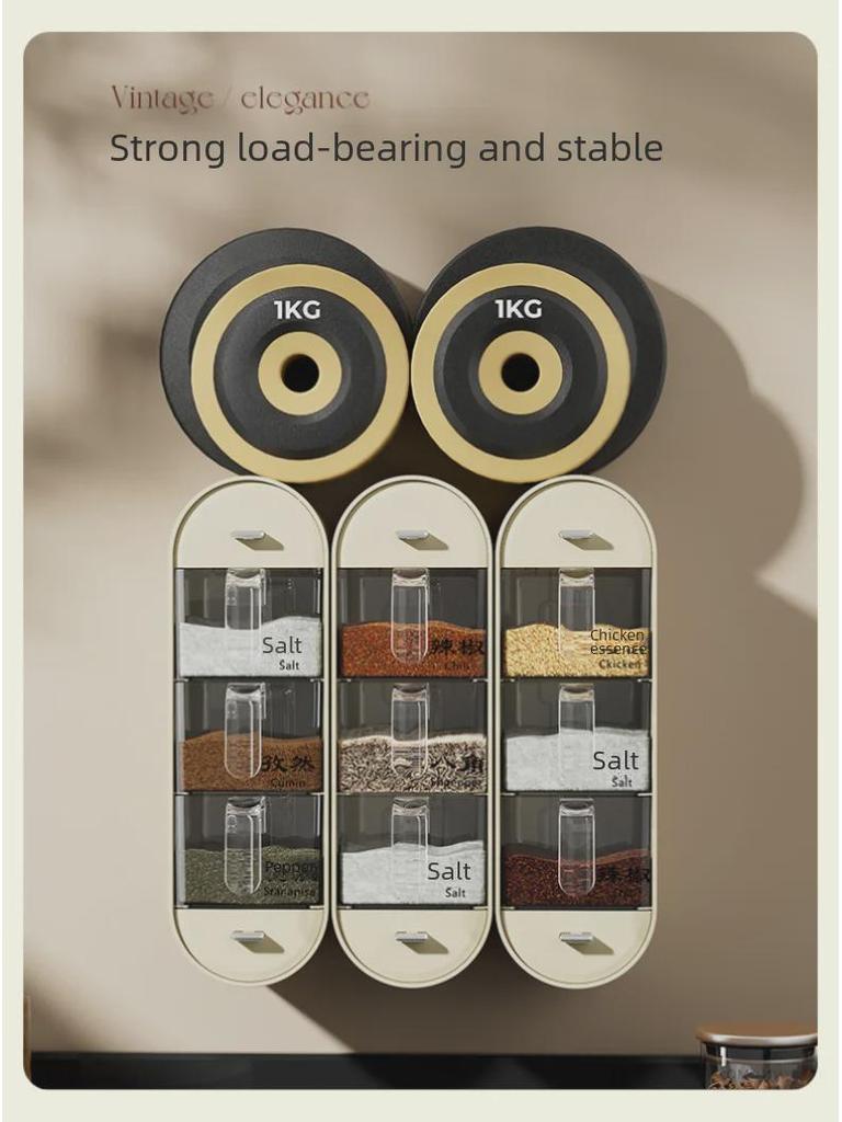 Настенный набор из пластиковых коробок для приправ без отверстий с ложкой, в комплект входят контейнеры для соли и глутамата натрия для кухни.