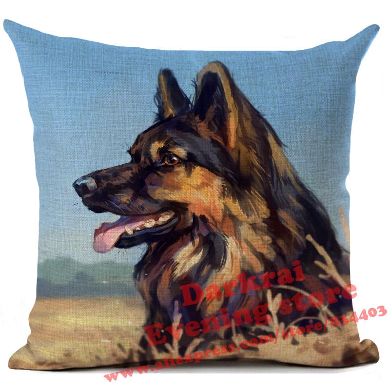 Doberman Greyhound Dachshund Corgi Dog Siberian Husky Linen Cushion Cover Living Room Sofa Throw Pillows Decorative Pillowcase
