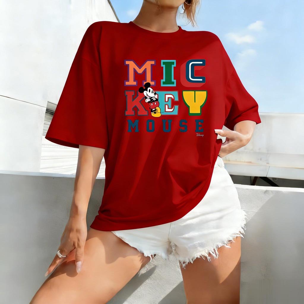 Mickey Mouse Disney T Shirt Women Man Cotton Oversized Short Sleeve Tee Graphic Print Summer Casual Streetwear 2026 Trendy Tops