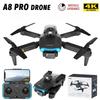 A8 Pro Foldable Drone with 4K Dual HD Camera, 4-Sided Obstacle Avoidance, Optical Flow Hover & Gesture Control RC Quadcopter
