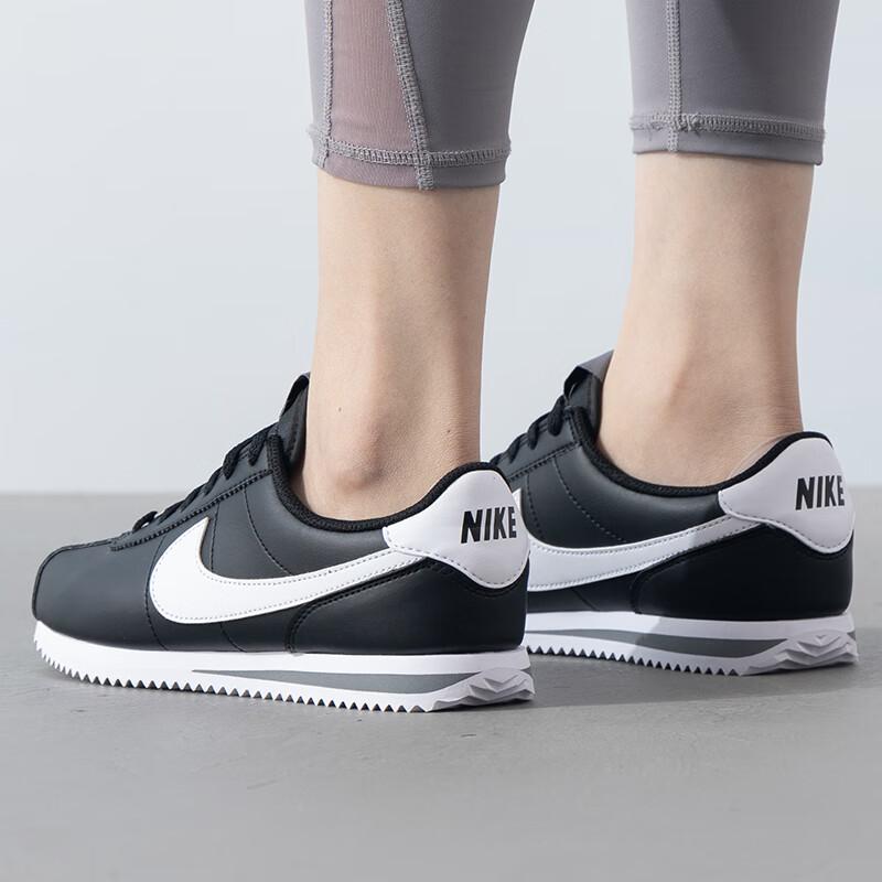 Nike Cortez Искусственная кожа Нескользящие Низкие Детские Lifestyle Кроссовки Черный Белый DM0950-001