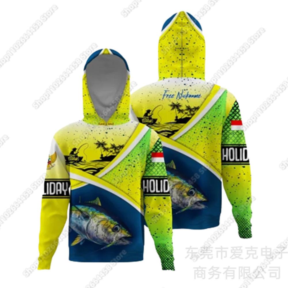 New fishing suit men's summer long-sleeved hoodie outdoor sunscreen top quick-drying breathable sportswear