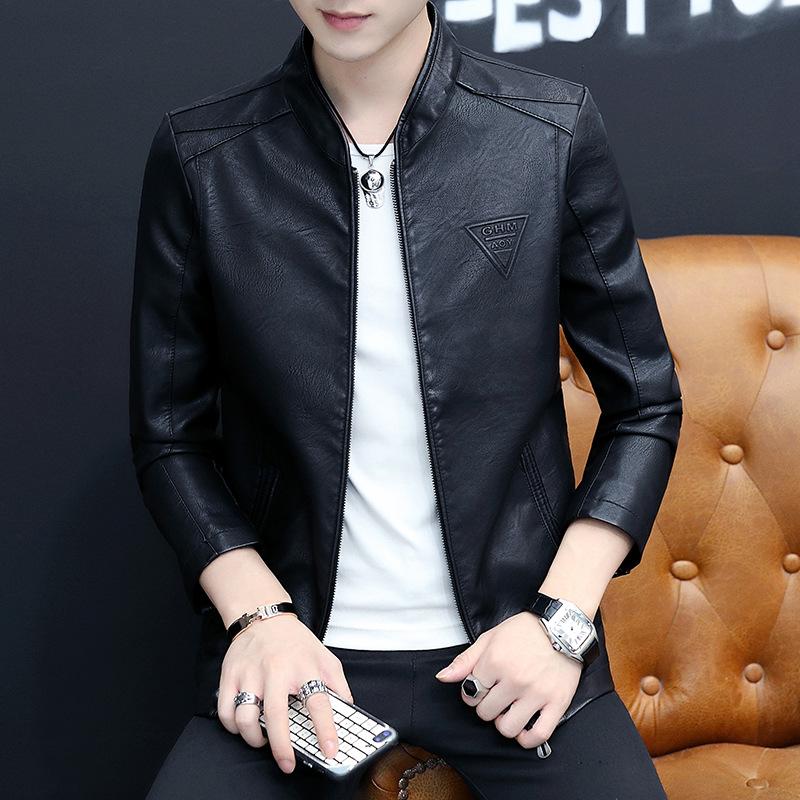 Men's Leather Clothing Spring and Autumn New Black Handsome PU Leather Jacket Korean Version Slim Motorcycle Jacket