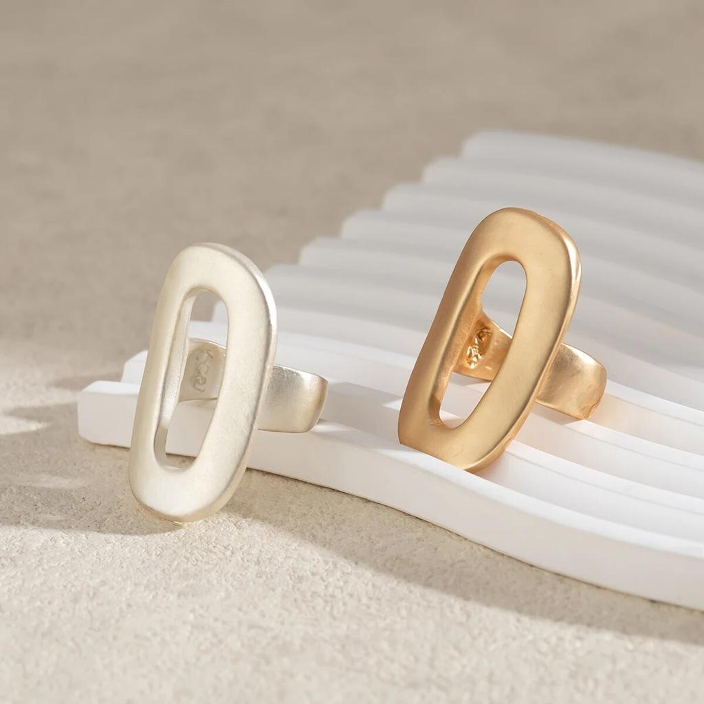 Преувеличенные большие полые геометрические овальные кольца для женщин, креативные регулируемые матовые кольца на палец, модные эффектные украшения для девочек