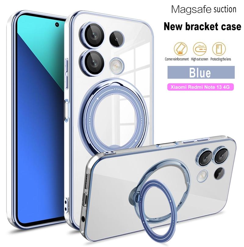 Магнитный чехол Magsafe с покрытием из ТПУ для беспроводной зарядки для Xiaomi Redmi Note13 4G Note 13 Pro Plus 5G, держатель-подставка, кольцевой чехол