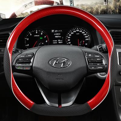 Автомобильный чехол на руль D-образной формы для Hyundai Sonata 9 2015 2016 2017 (3-спицевый) Элантра 4 Спорт 2015 - Авто