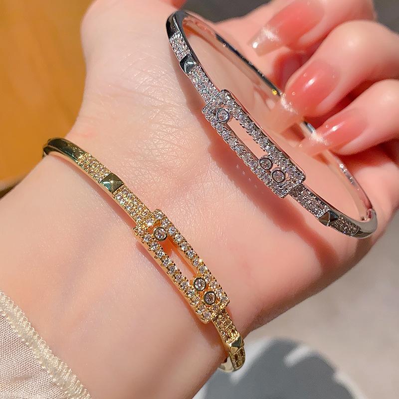 Zircon Bracelet High Version Atmospheric Versatile Sliding Hollow Bracelet Stacked Bracelet Handpiece