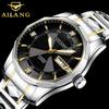 AILANG Мужские полностью автоматические механические часы Мужские часы Модные водонепроницаемые часы с двойным календарем из камня и стали