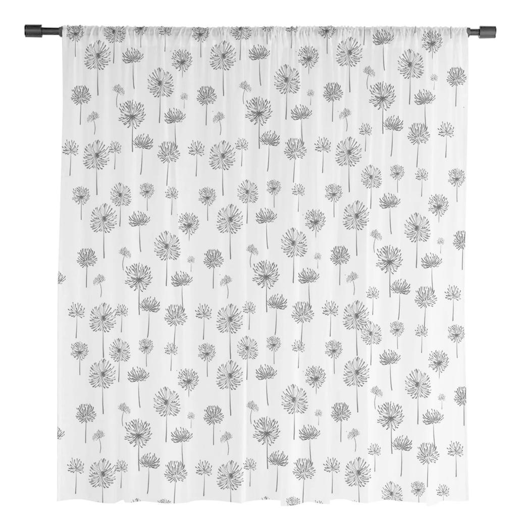 Ручной рисунок одуванчика, прозрачные шторы для гостиной, кухни, оконные шторы, тюлевые занавески для спальни, вуали