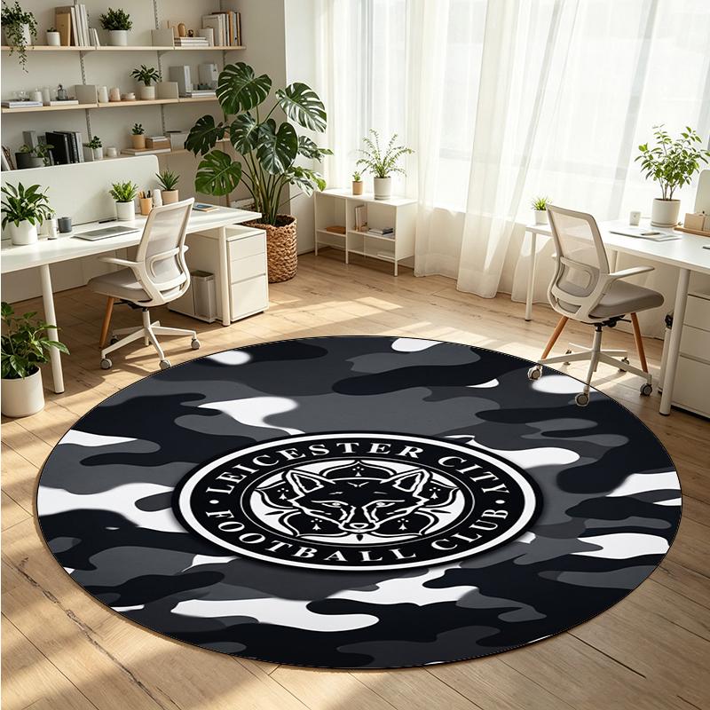 Футбольный ковер Leicester City, круглый, из кристаллического бархата, мягкий, нескользящий, для спальни, праздничный подарок