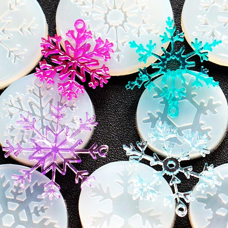 Pdtoweb 6pcs Silicone Christmas Snowflake Mold Pendant Jewelry Making Epoxy Resin Mould