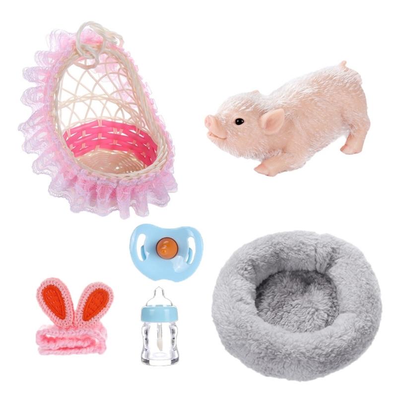 Миниатюрная кукла-поросенок Reborns, фигурка, 5 шт., Сенсорная фигурка животного, кукла, игрушка для ухода за детьми, для игры в помещении и на улице, ролевые игры