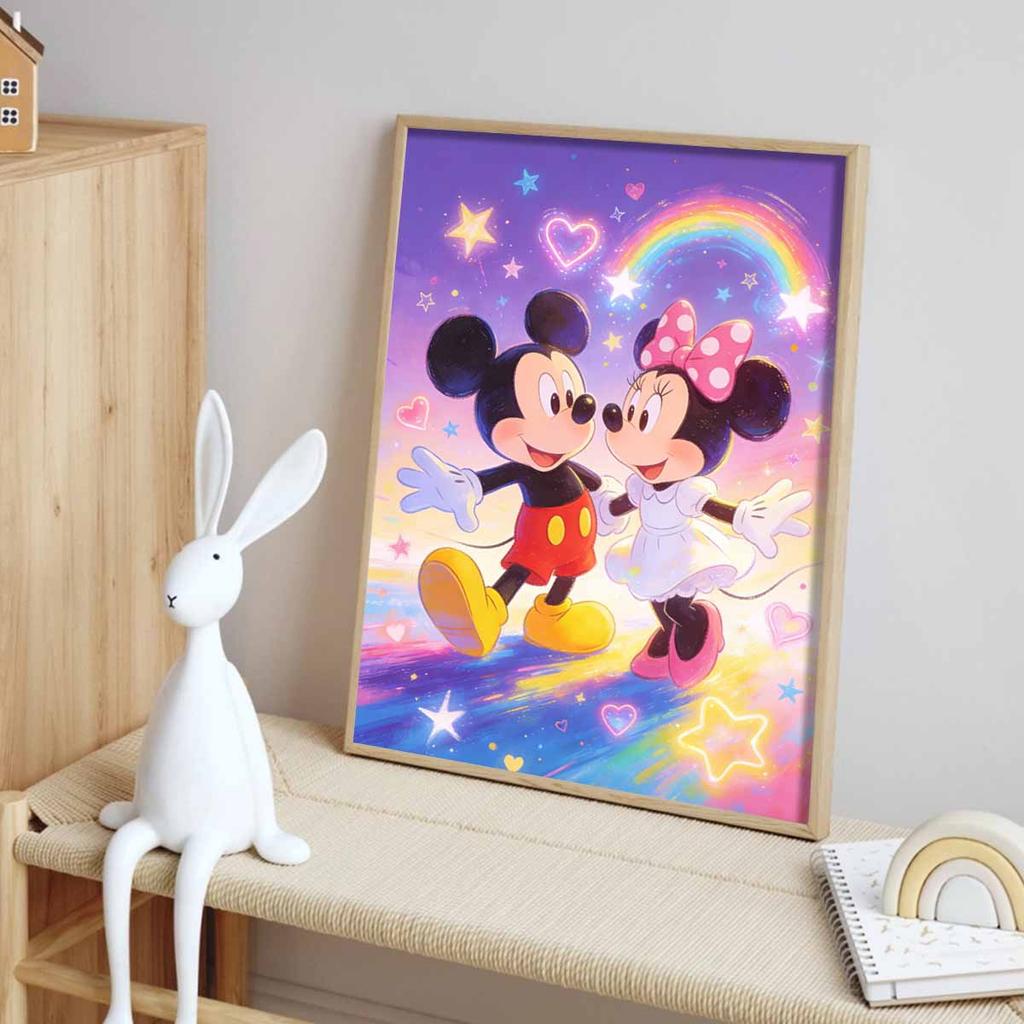 Disney Diamond Art Painting Kit Mickey Minnie Love Heart Rainbow Wall Decor Handmade Gift for Art Lovers Enthusiasts