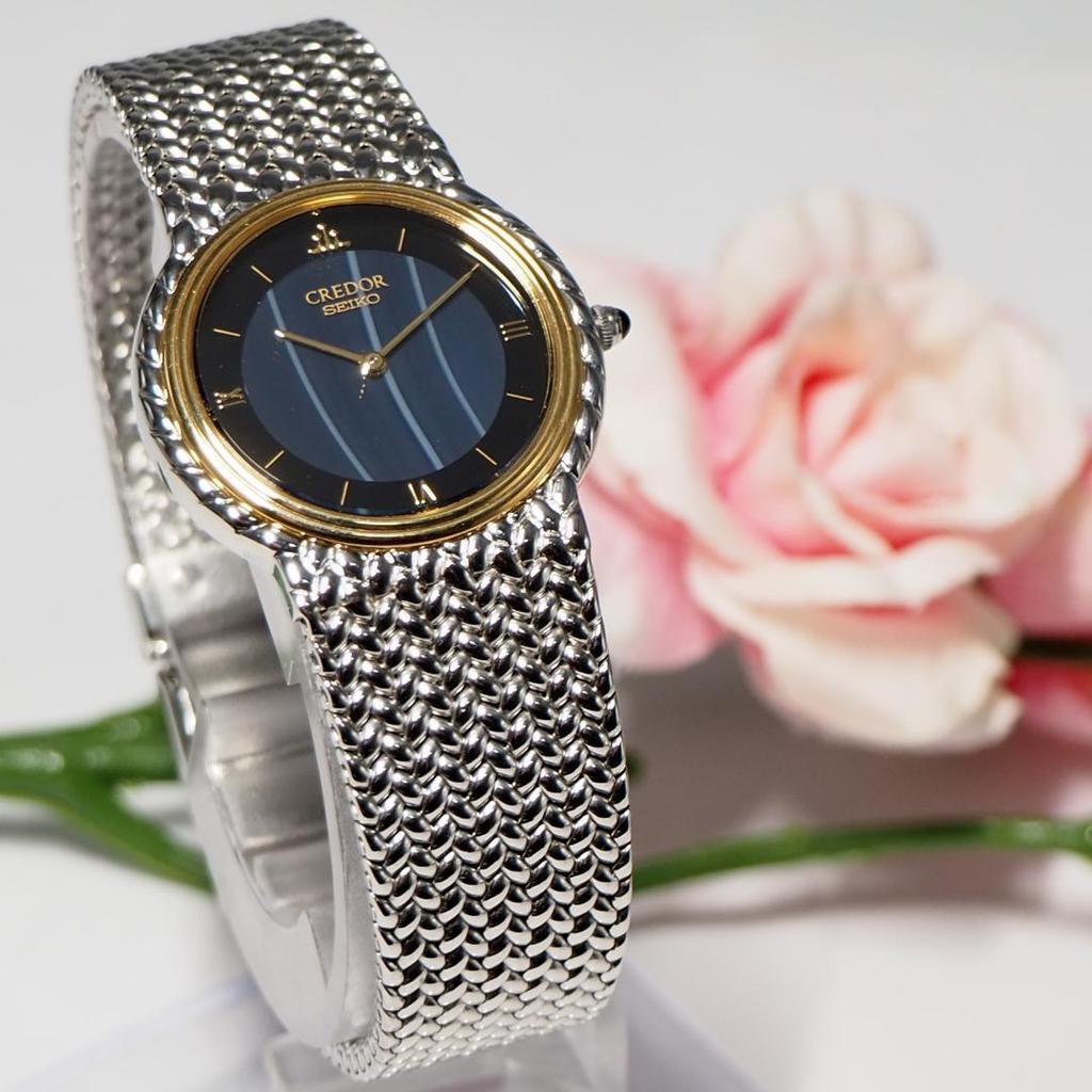 [USED] Credor SEIKO K18 Bezel Natural Stone Dial Watch C517