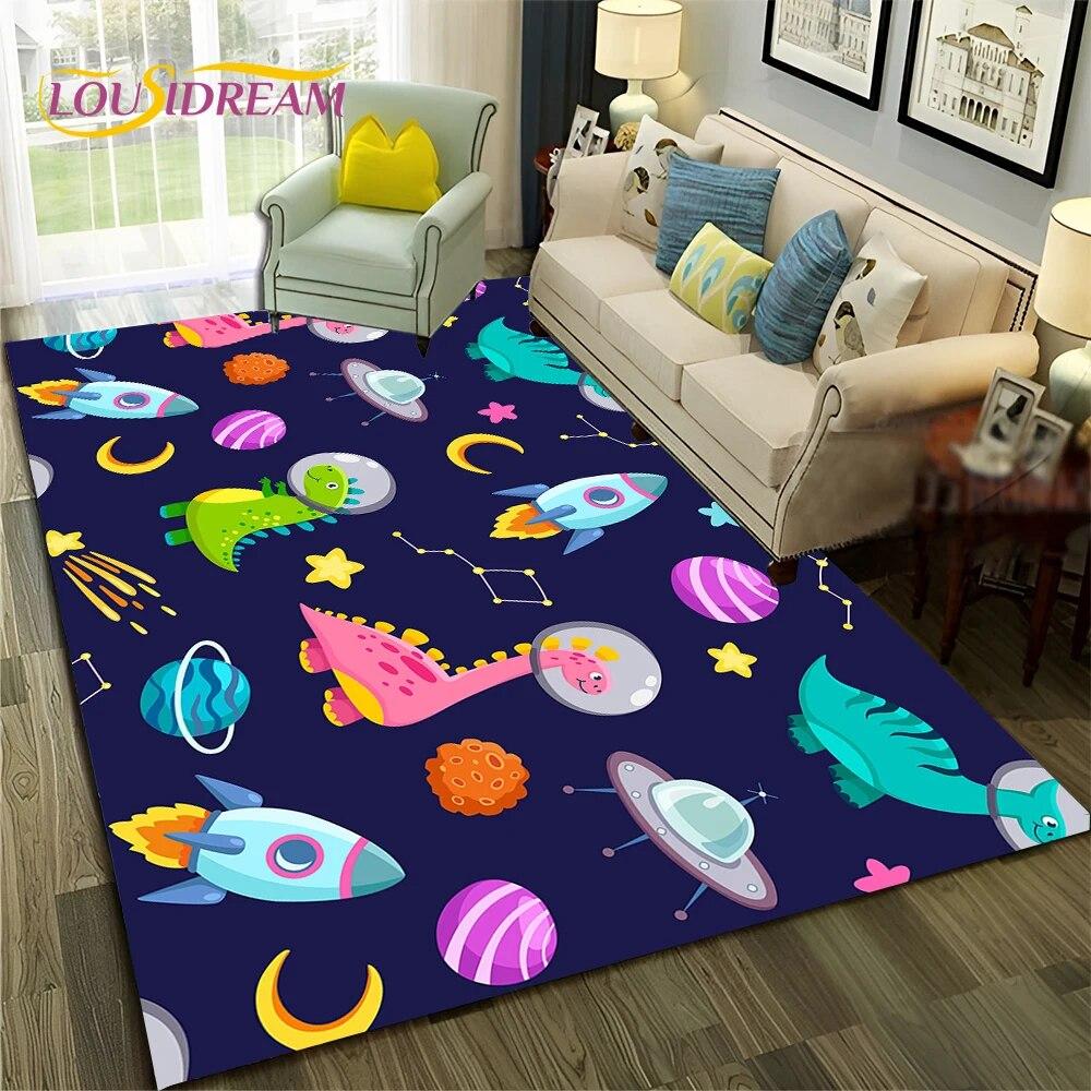 Мультфильм Динозавр Космос 3D Милый Ковер Дино Ковер для Дома Гостиная Спальня Диван Коврик Декор, Детский Коврик Нескользящий Напольный Коврик