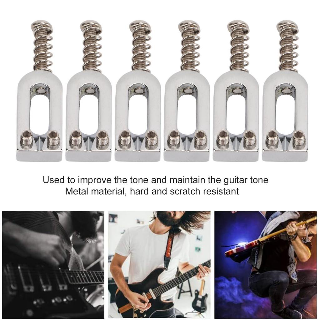 6Pcs U Shaped Electric Guitar Bridge Saddles Tremolo Metal Roller Screw Saddle Replacement