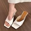 Ladies Shoes  Fashion Square Toe Slingbacks Women's Slippers Summer Open Toe Solid Dress Stilettos or Thin Heels Slippers
