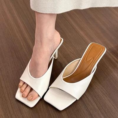 Женская обувь Модные туфли с открытым носком Женские тапочки Летние туфли с открытым носком Однотонные туфли на шпильке или тонком каблуке