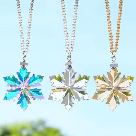 Faux Crystal Snowflake Ornament Sparkly Clear Faceted Snowflake Christmas Tree Ornament for Winter Wonderland Decoration Holiday Party Favors