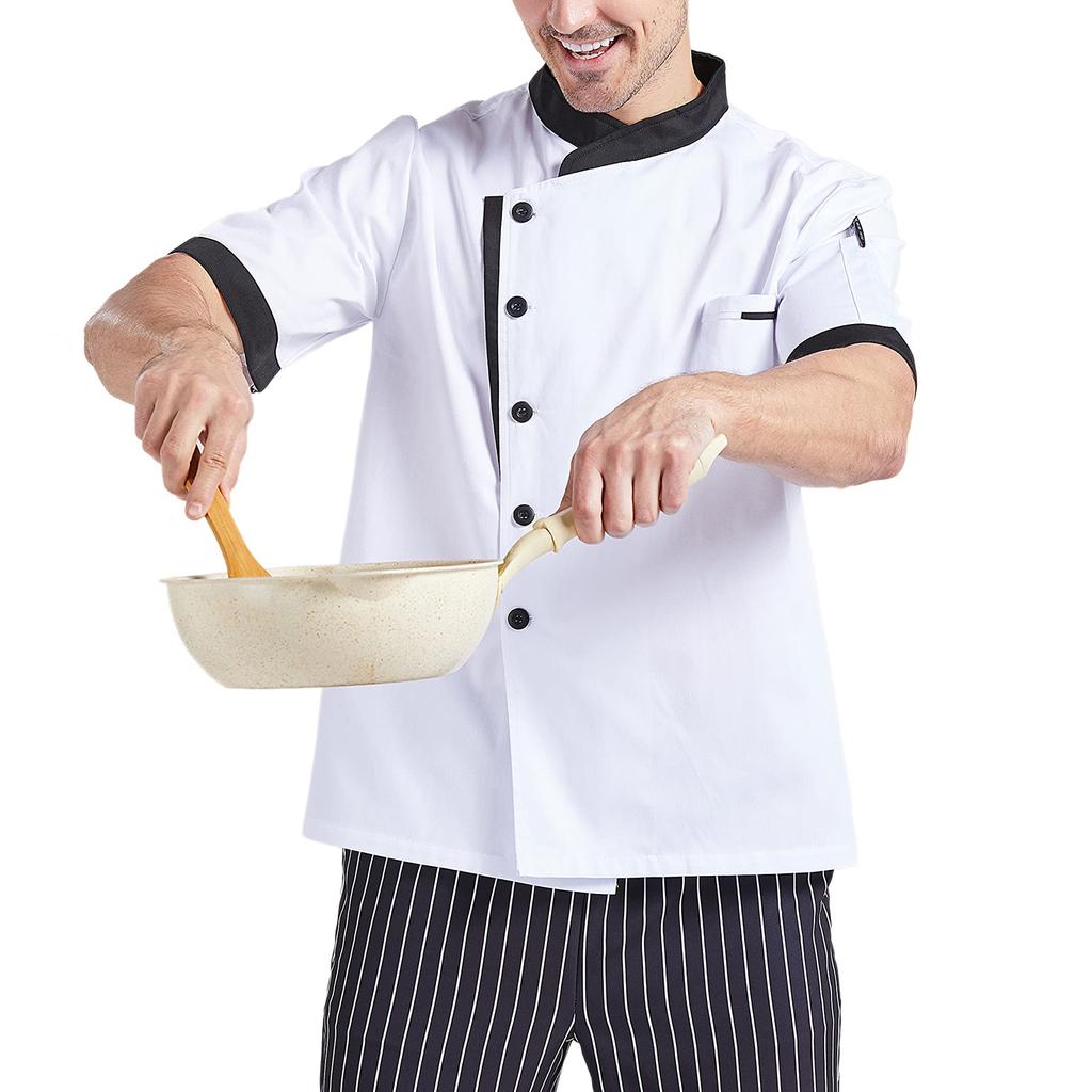 Унисекс Кардиган - Пуговицы Короткий рукав Поварская форма