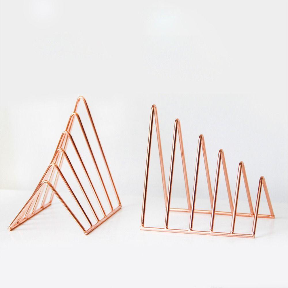 Organizer Bookshelf Student Stationary Triangle Bookend Book Holder Iron Book Stand Record Rack