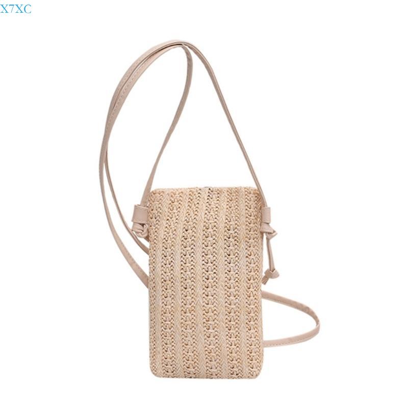X7XC Stylish Hollow out Straw Shoulder Bag Large Handbag for Ladies Casual Use