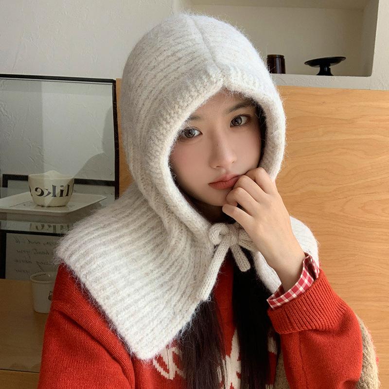 Женский зимний шарф с капюшоном и защитой для ушей - Эластичный с регулируемым капюшоном на шнурке, Легкая теплая зимняя шапка и манишка