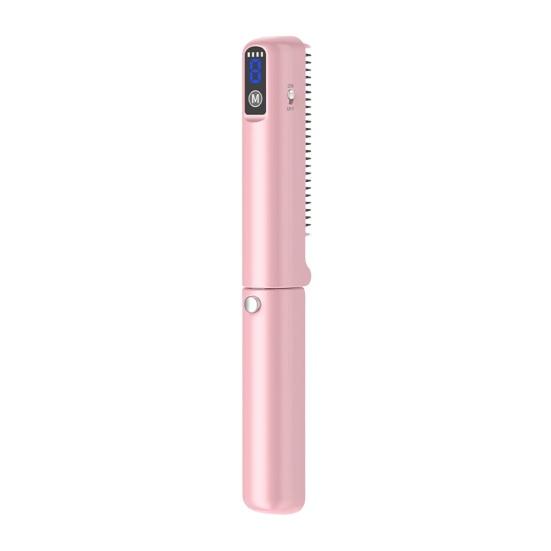 Foldable Hair Straightener Comb 3 Temperatures LED Display Fast Heating USB Rechargeable  Ionic Hot Brush Electric Hair Styling Detangling Comb