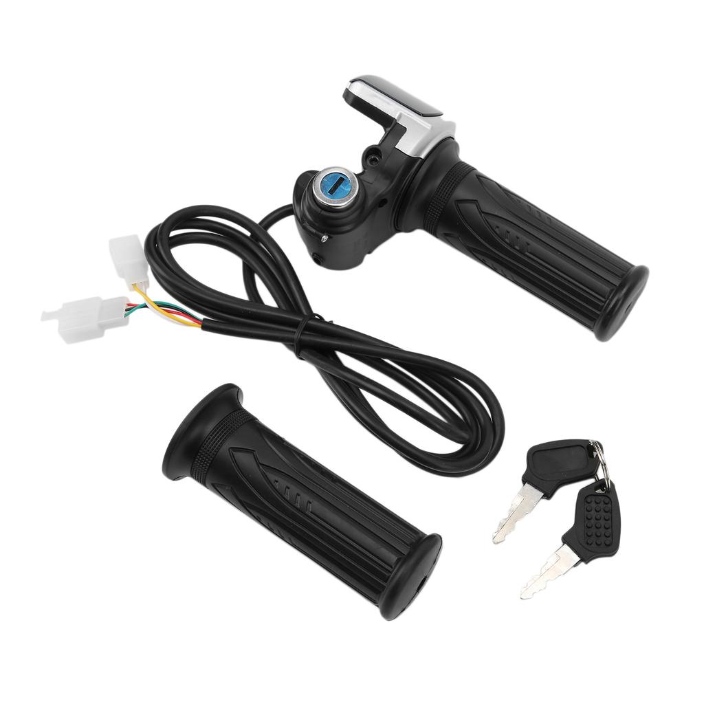 Electric Bike Twist Throttle Grip Lock Key Set LED Indicator for Motorcycle Scooter 48V
