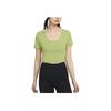One Classic Solid Logo Twisted Design Crew Neck Short Sleeve T-Shirt Women Tops Pear-Green FN2852-377