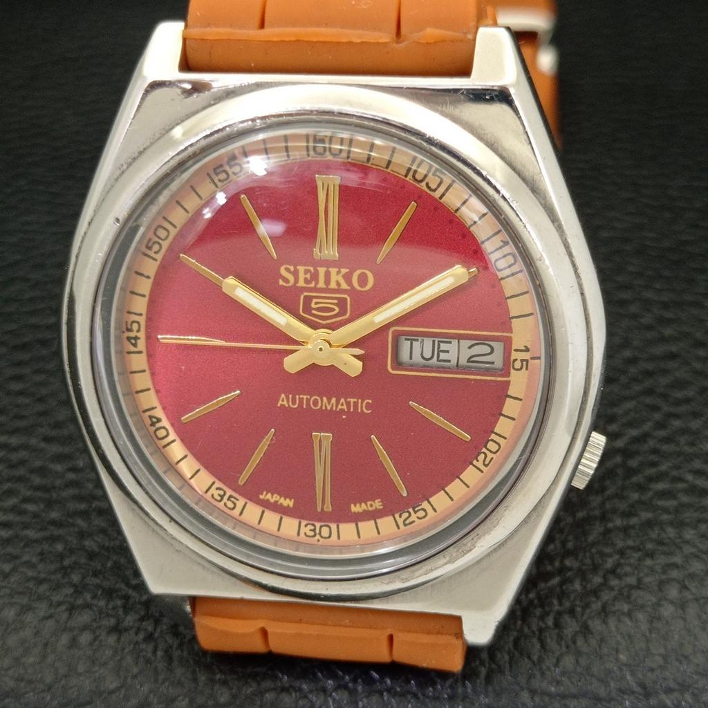 Б/У винтажные мужские часы SEIKO 5 AUTOMATIC 7009A из Японии с красным циферблатом a434978-2 R122-a434978