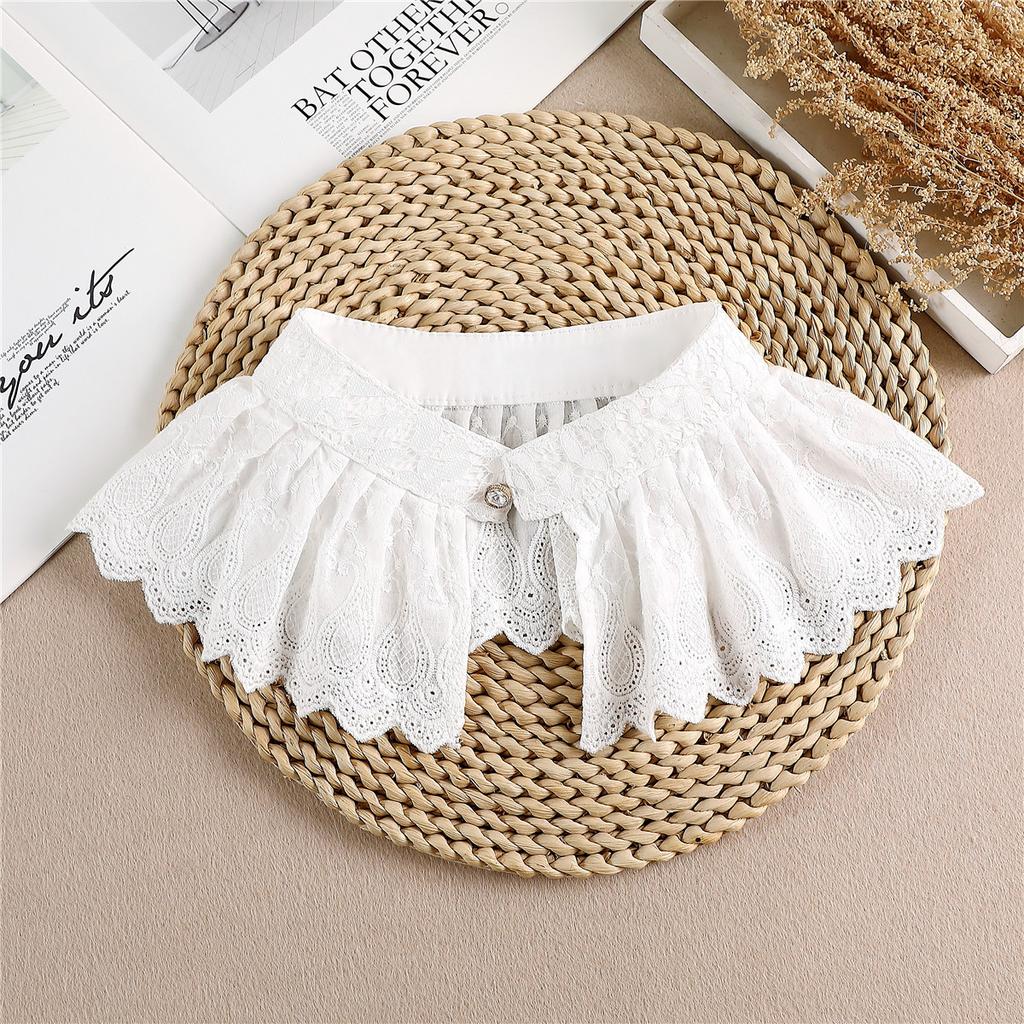 Linbaiway Lace Chiffon Doll Fake Collar Ladies Shawl Wrap Removable Detachable Embroidered False Collar Clothes Accessory