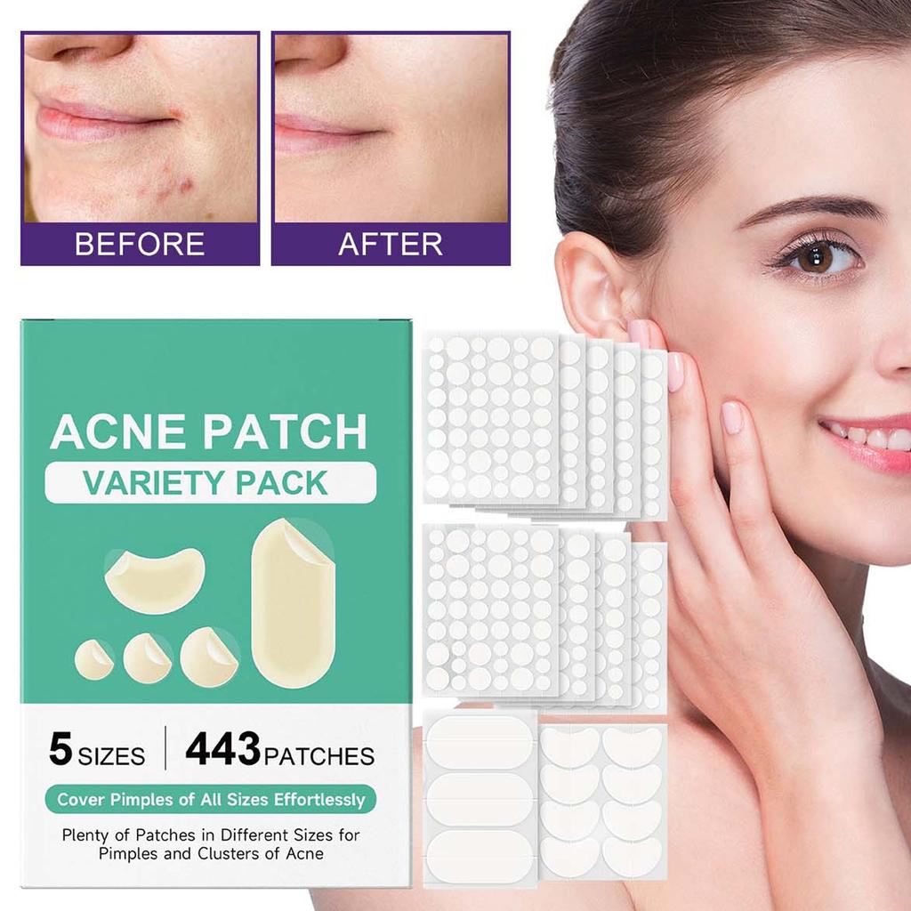 Pimple Patches For Face,Zit Covers,Hydrocolloid Acne Patches Zits Cover Stickers 4 Size With Tea Leaf Oil, Hedyotis Alba Extract