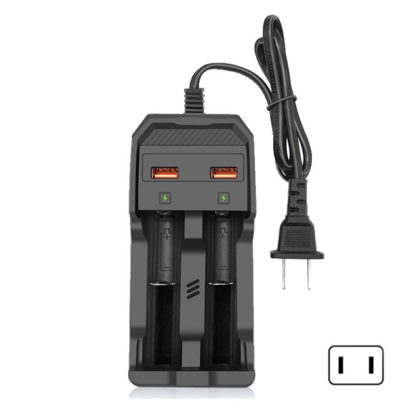 Зарядное устройство для аккумуляторов 18650, 2 отсека, зарядное устройство с USB-портом для аккумуляторов 26650/21700/18650/18500/16340