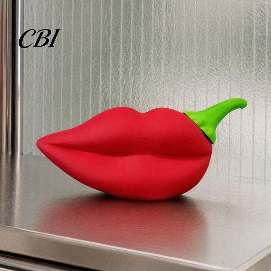 Novelty Chili Pepper Art Statue, 3D Printed Red Lip Shaped Figurine, Durable Home Accent Decorative Sculpture for Home, Living Room, Desk Decor